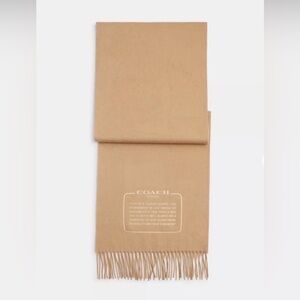 Coach 100% Cashmere Camel Fringe Muffler Scarf Wrap